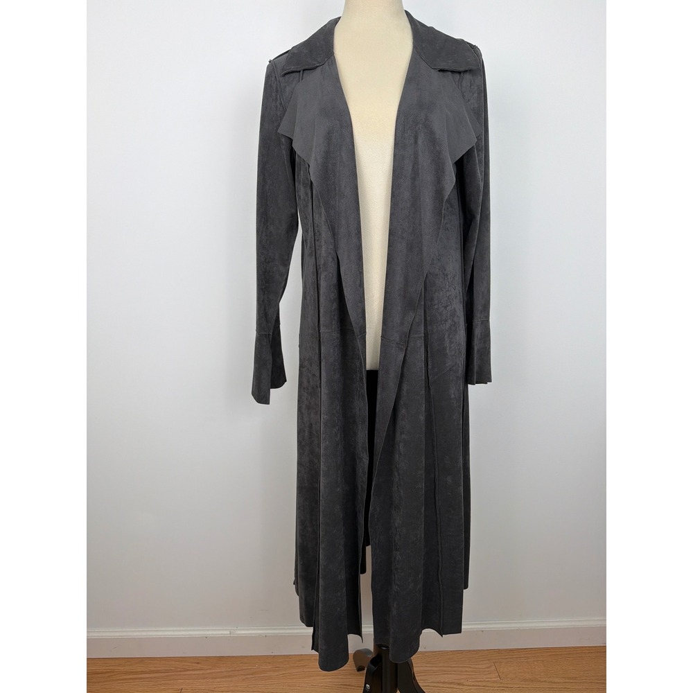 Soft Surroundings Maxi Duster Jacket S Grey Faux Suede Goth Lagenlook Fall